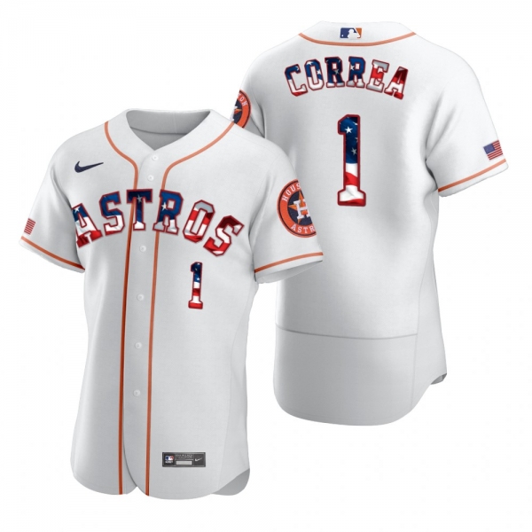 Men's Carlos Correa Houston Astros White 2020 Stars & Stripes 4th of July Jersey