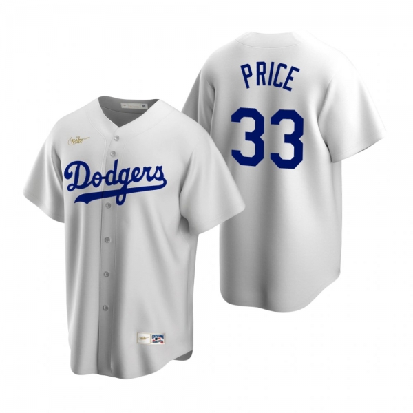 Men's Los Angeles Dodgers David Price Nike White Cooperstown Collection Home Jersey