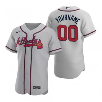 Men's Atlanta Braves Custom Nike Gray Authentic 2020 Road Jersey