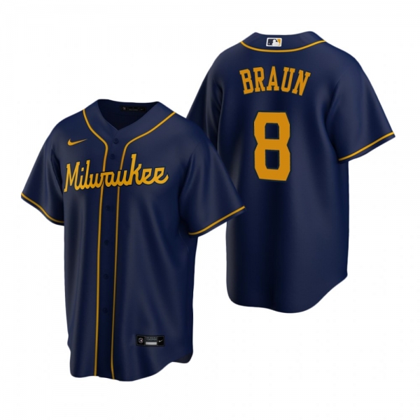 Men's Milwaukee Brewers Ryan Braun Nike Navy Replica Alternate Jersey