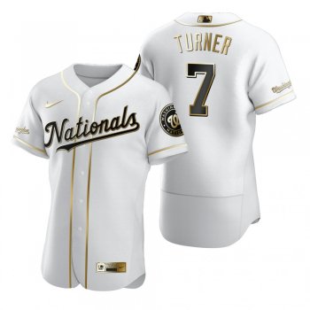 Men's Washington Nationals Trea Turner Nike White Authentic Golden Edition Jersey