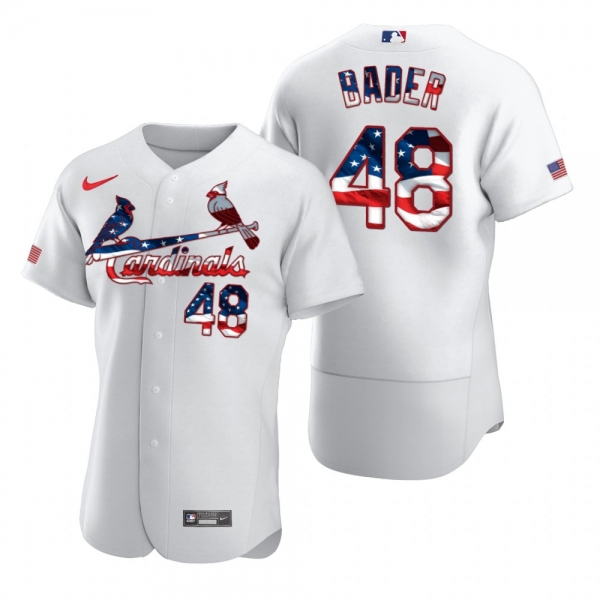 Men's Harrison Bader St. Louis Cardinals White 2020 Stars & Stripes 4th of July Jersey