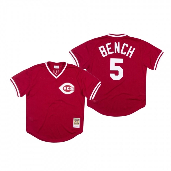 Men's Cincinnati Reds Johnny Bench Red 1983 Authentic BP Mesh Jersey