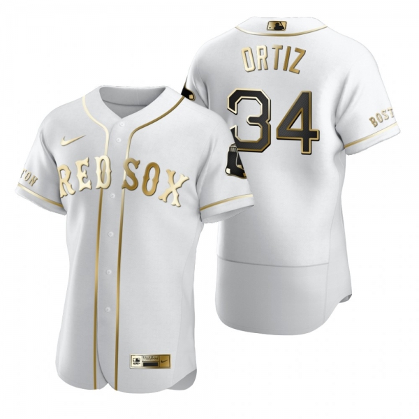 Men's Boston Red Sox David Ortiz Nike White Authentic Golden Edition Jersey