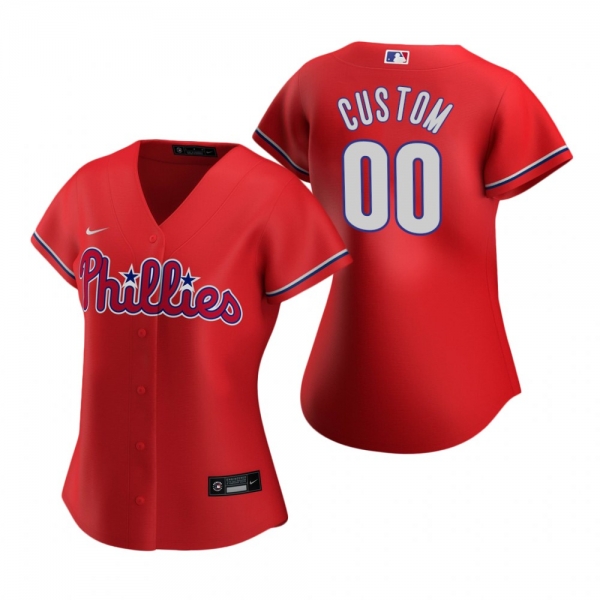 Women's Philadelphia Phillies Custom Nike Red 2020 Replica Alternate Jersey