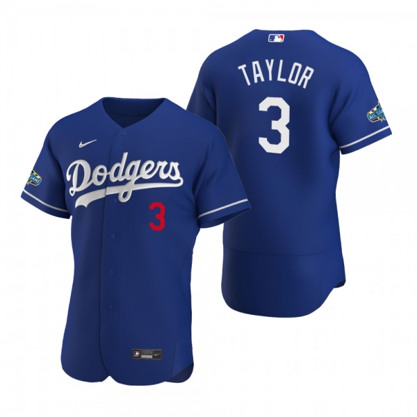 Men's Los Angeles Dodgers Chris Taylor 2020 Alternate Patch Royal Authentic Jersey