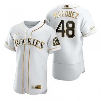 Men's Colorado Rockies German Marquez Nike White Authentic Golden Edition Jersey