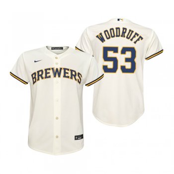 Youth Milwaukee Brewers Brandon Woodruff Nike Cream Replica Home Jersey