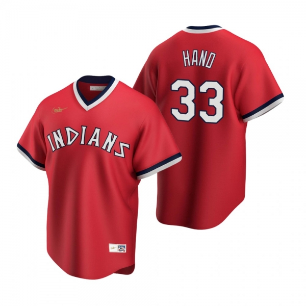 Men's Cleveland Indians Brad Hand Nike Red Cooperstown Collection Road Jersey