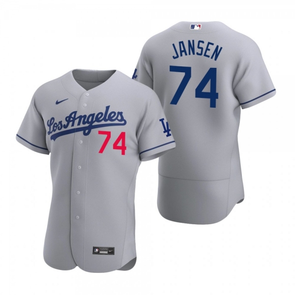 Men's Los Angeles Dodgers Kenley Jansen Nike Gray Authentic 2020 Road Jersey