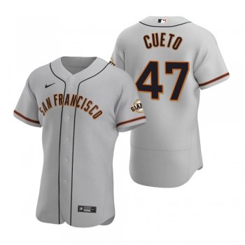 Men's San Francisco Giants Johnny Cueto Nike Gray Authentic 2020 Road Jersey