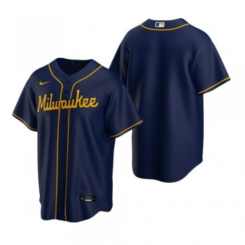 Men's Milwaukee Brewers Nike Navy Replica Alternate Jersey