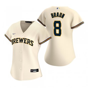 Women's Milwaukee Brewers Ryan Braun Nike Cream 2020 Replica Home Jersey