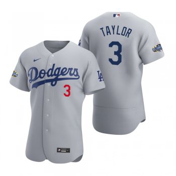 Men's Los Angeles Dodgers Chris Taylor 2020 Alternate Patch Gray Authentic Jersey