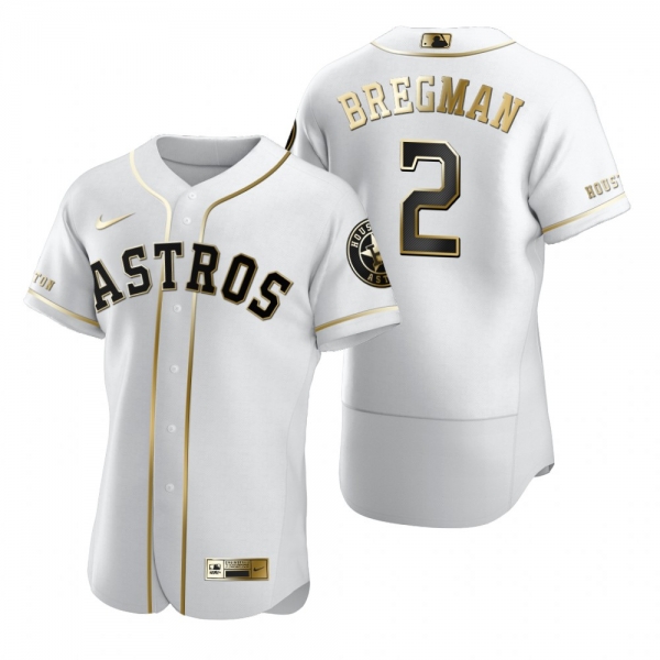 Men's Houston Astros Alex Bregman Nike White Authentic Golden Edition Jersey