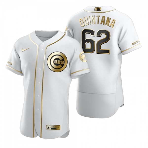 Men's Chicago Cubs Jose Quintana Nike White Authentic Golden Edition Jersey