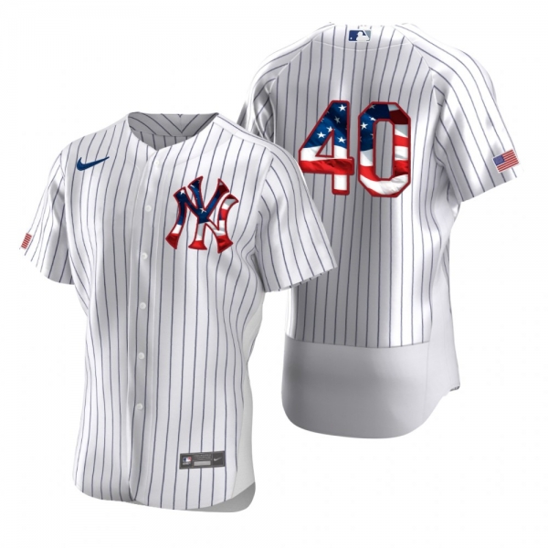 Men's Luis Severino New York Yankees White 2020 Stars & Stripes 4th of July Jersey