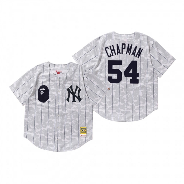 Men's New York Yankees Aroldis Chapman White BAPE x Mitchell & Ness Jersey