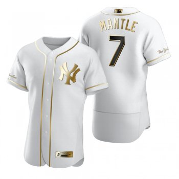 Men's New York Yankees Mickey Mantle Nike White Authentic Golden Edition Jersey