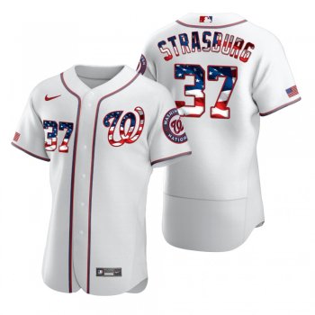 Men's Stephen Strasburg Washington Nationals White 2020 Stars & Stripes 4th of July Jersey