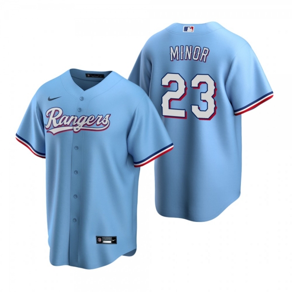 Men's Texas Rangers Mike Minor Nike Light Blue Replica Alternate Jersey