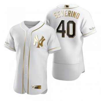 Men's New York Yankees Luis Severino Nike White Authentic Golden Edition Jersey