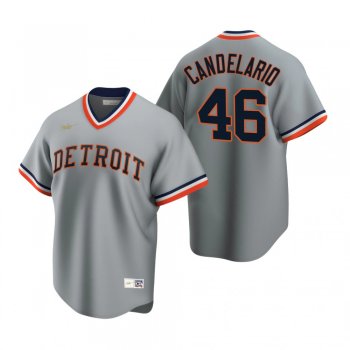 Men's Detroit Tigers Jeimer Candelario Nike Gray Cooperstown Collection Road Jersey