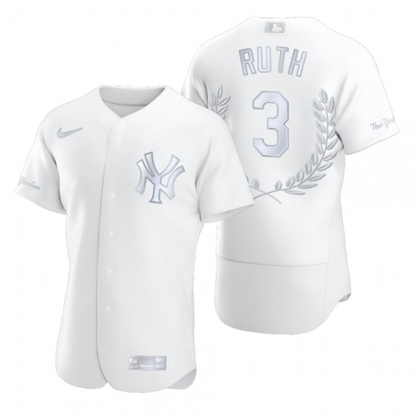 Men's Babe Ruth New York Yankees White Award Collection Retired Jersey