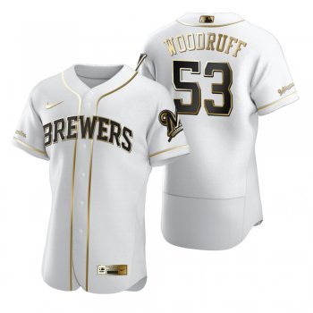 Men's Milwaukee Brewers Brandon Woodruff Nike White Authentic Golden Edition Jersey