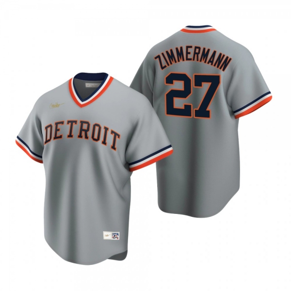 Men's Detroit Tigers Jordan Zimmermann Nike Gray Cooperstown Collection Road Jersey