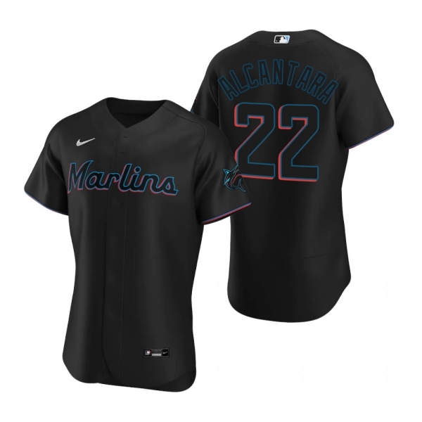 Men's Miami Marlins Sandy Alcantara Nike Black Authentic 2020 Alternate Jersey