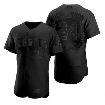 Men's Rickey Henderson Los Angeles Angels Black Award Collection Hall of Fame Jersey