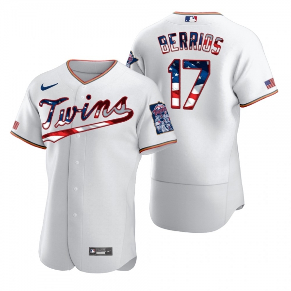 Men's Jose Berrios Minnesota Twins White 2020 Stars & Stripes 4th of July Jersey