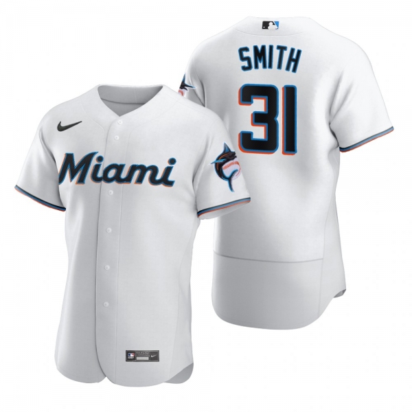 Men's Miami Marlins Caleb Smith Nike White 2020 Authentic Jersey