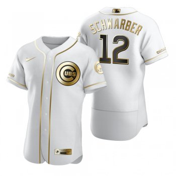 Men's Chicago Cubs Kyle Schwarber Nike White Authentic Golden Edition Jersey