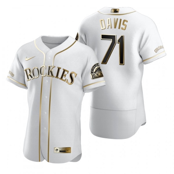 Men's Colorado Rockies Wade Davis Nike White Authentic Golden Edition Jersey