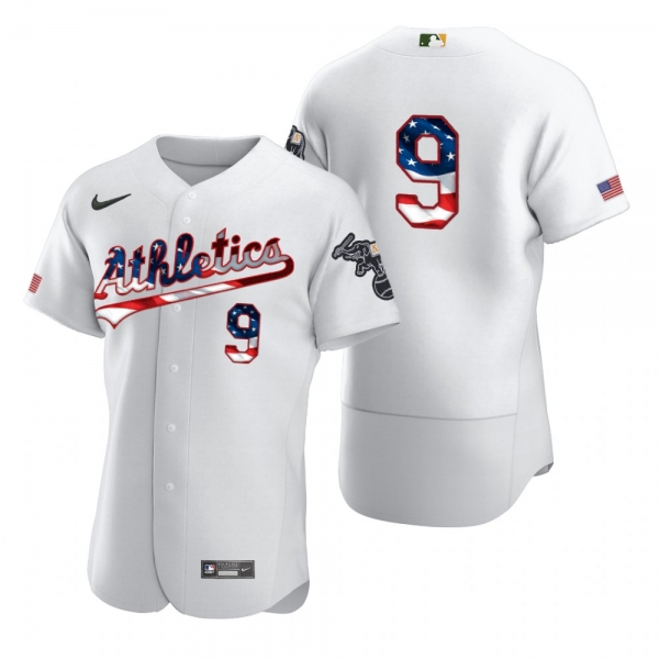 Men's Reggie Jackson Oakland Athletics White 2020 Stars & Stripes 4th of July Jersey