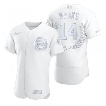 Men's Ernie Banks Chicago Cubs White Award Collection Retired Jersey