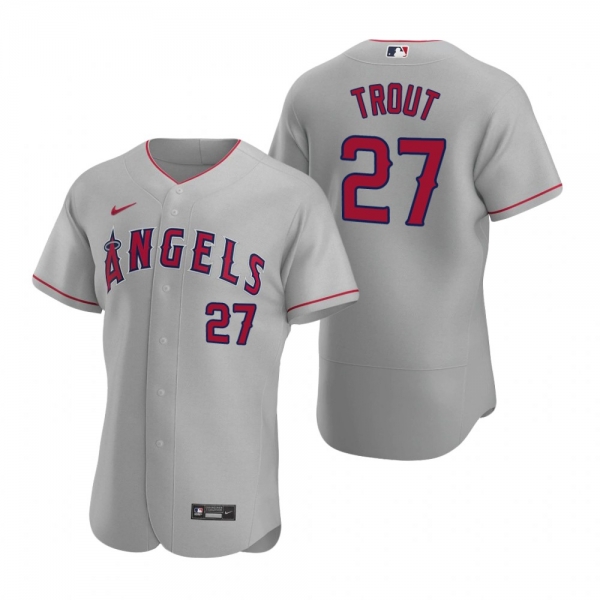 Men's Los Angeles Angels Mike Trout Nike Gray Authentic 2020 Road Jersey