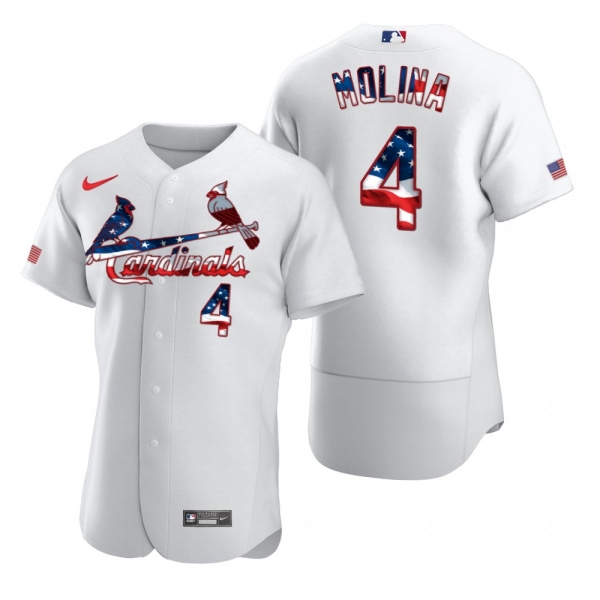 Men's Yadier Molina St. Louis Cardinals White 2020 Stars & Stripes 4th of July Jersey