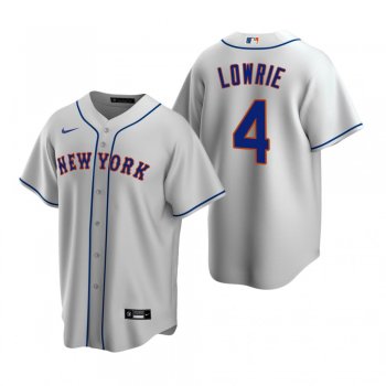 Men's New York Mets Jed Lowrie Nike Gray Replica Road Jersey