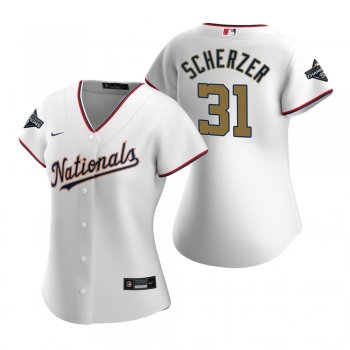 Women's Nationals Max Scherzer White Gold 2020 Gold Program Replica Jersey