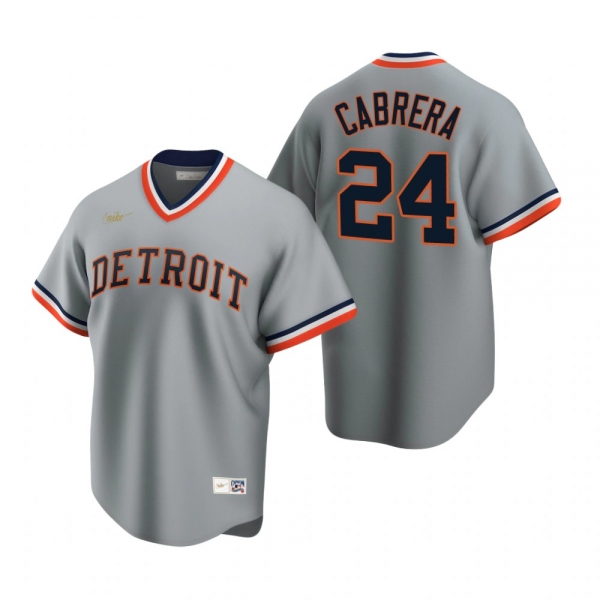 Men's Detroit Tigers Miguel Cabrera Nike Gray Cooperstown Collection Road Jersey