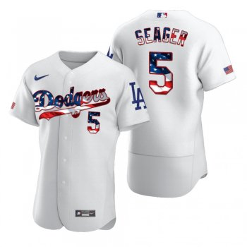 Men's Corey Seager Los Angeles Dodgers White 2020 Stars & Stripes 4th of July Jersey