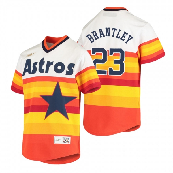 Youth Houston Astros Michael Brantley Nike White Orange Cooperstown Collection Home Jersey