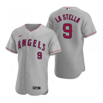 Men's Los Angeles Angels Tommy La Stella Nike Gray Authentic 2020 Road Jersey