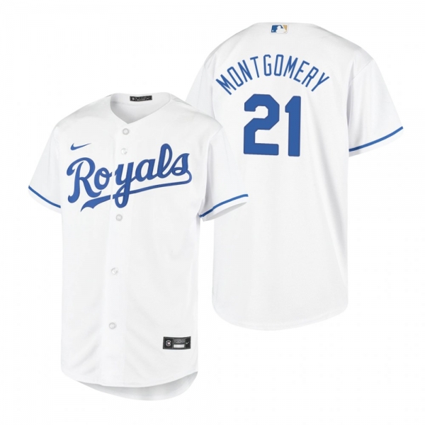 Youth Kansas City Royals Mike Montgomery Nike White 2020 Replica Home Jersey