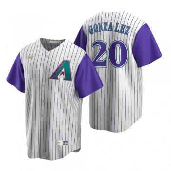 Men's Arizona Diamondbacks Luis Gonzalez Nike Cream Purple Cooperstown Collection Alternate Jersey