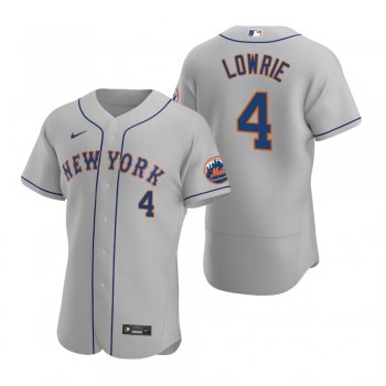 Men's New York Mets Jed Lowrie Nike Gray Authentic 2020 Road Jersey