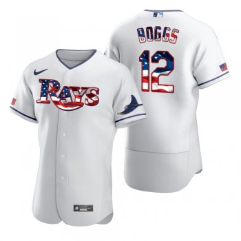 Men's Wade Boggs Tampa Bay Rays White 2020 Stars & Stripes 4th of July Jersey